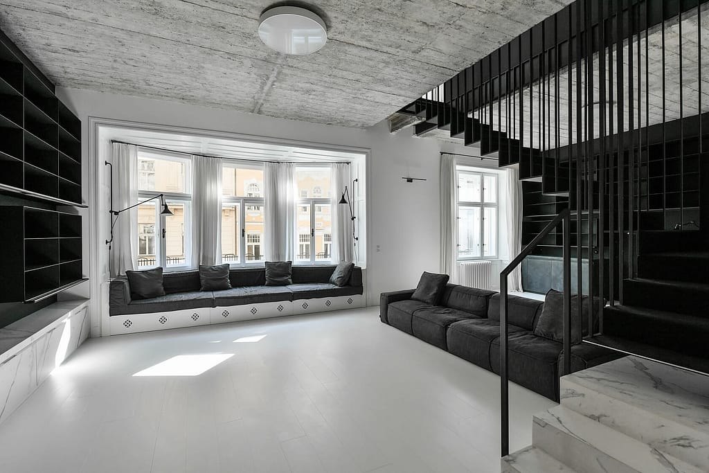 Moderne Maisonettewohnung im Loftstil in Leipzig-Südvorstadt 3 Architektur - Immobilie - Wohnbereich 2 1