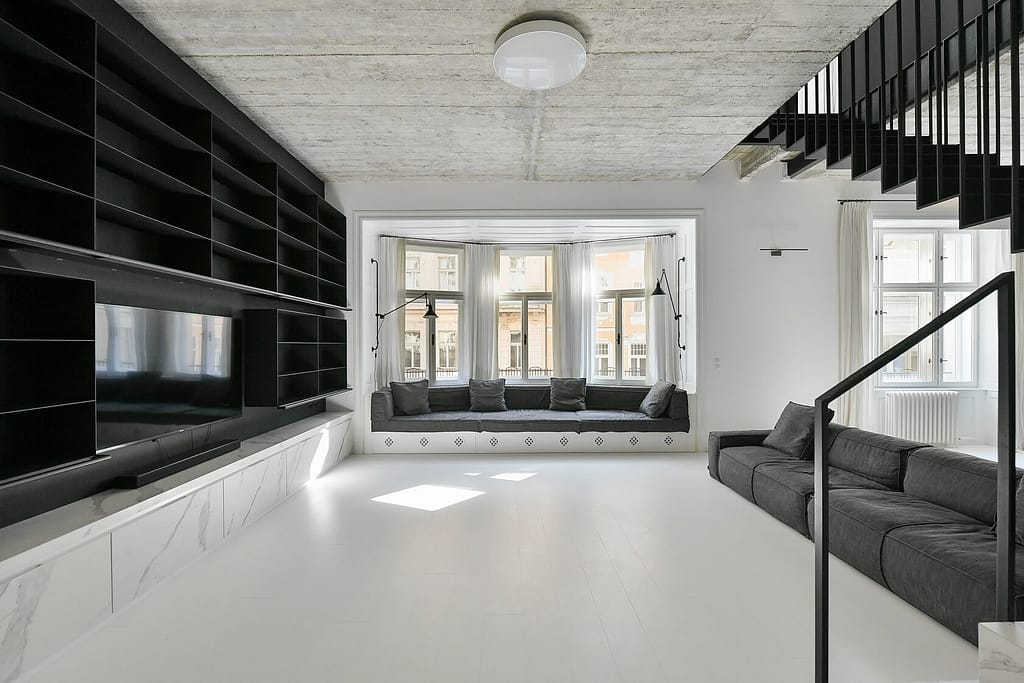 Moderne Maisonettewohnung im Loftstil in Leipzig-Südvorstadt 5 Architektur - Immobilie - Wohnzimmer