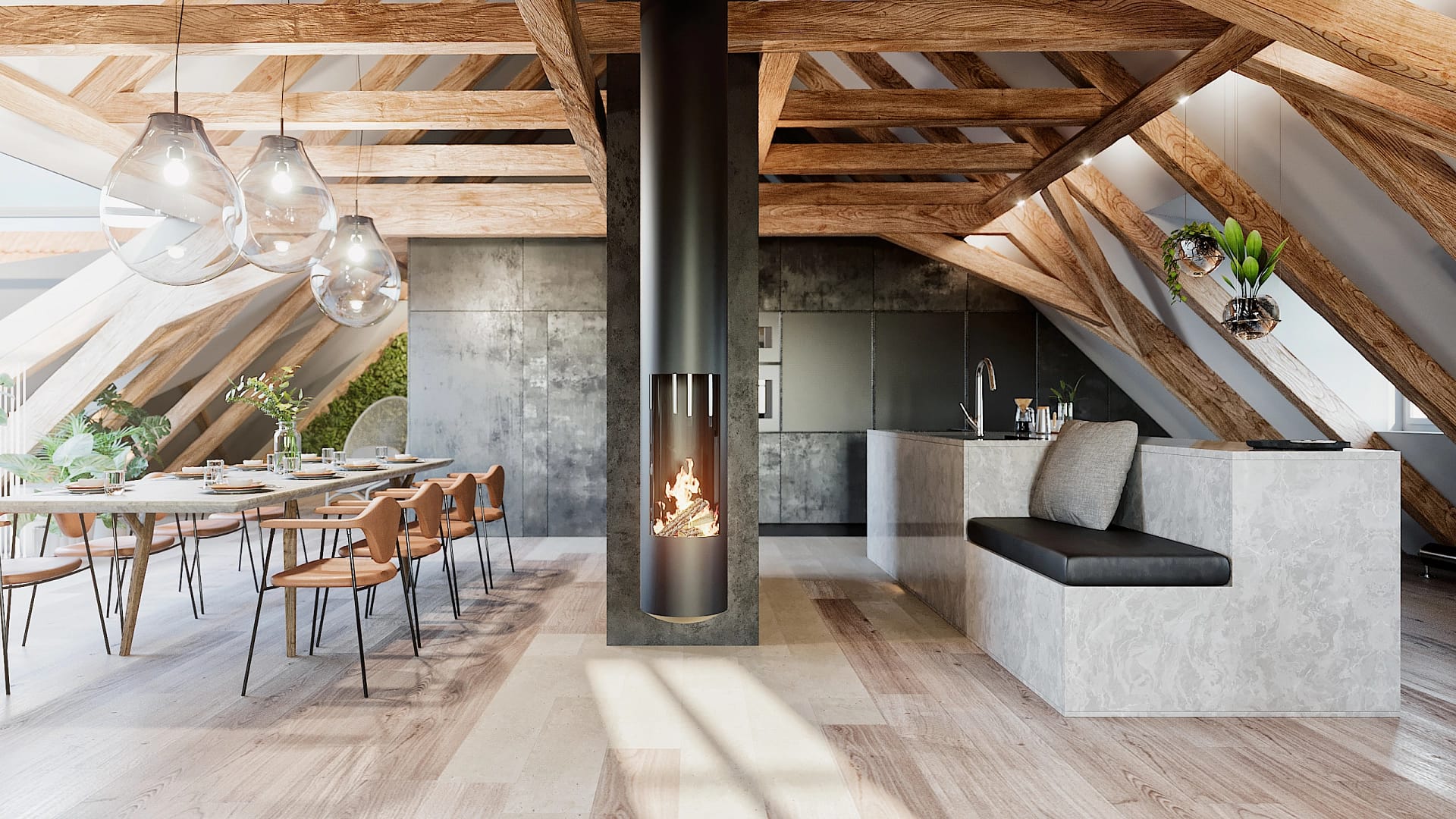 Elegante Wohnung in exklusivem Wohngebäude in Prenzlauer Berg in Berlin 3 Architektur - Immobilie - Essbereich mit Kueche